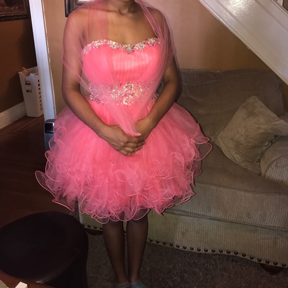 A hand beated  polyester and chiffon pink dress - Picture 3 of 6