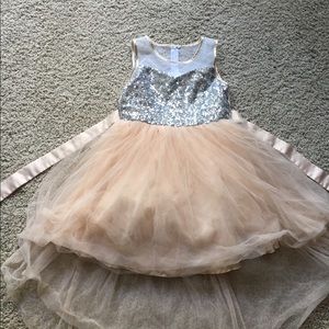 Cream/blush pink and silver dress