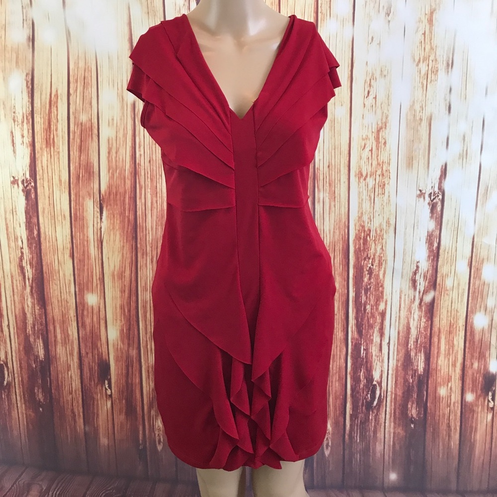 ⛔️SOLD⛔️ Deep Red V-Neck and Back Mini Dress