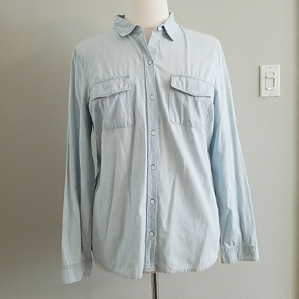Pale blue denim button up