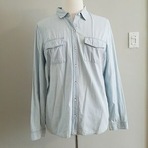 Pale blue denim button up