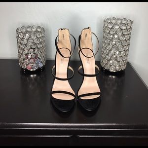 Black Suede 3 Strap Heels