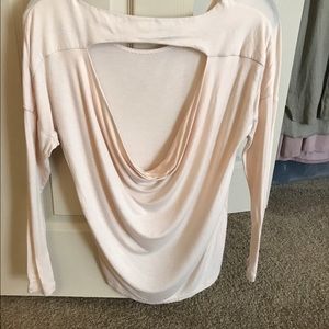 Open back hi/low long sleeve blush top