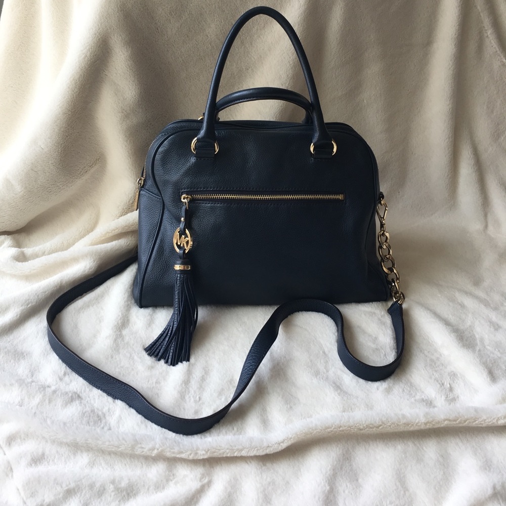 Michael kors navy blue soft leather purse