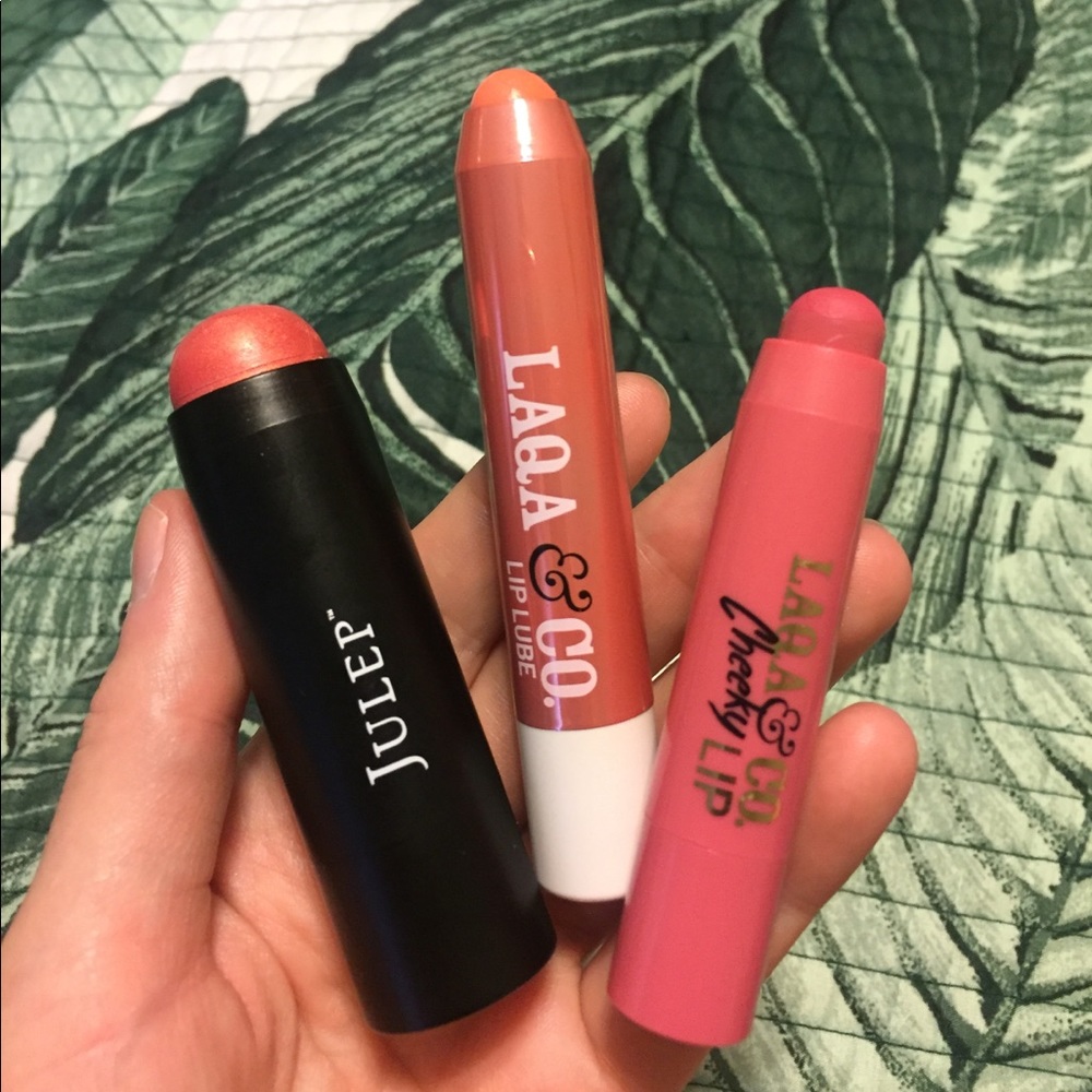 Peachy pink LAQA&Co. and Julep lip/cheek bundle