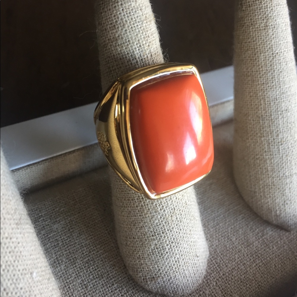 Gold and orange statement ring size 6