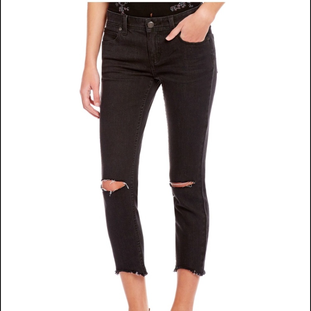 Free people black frayed jeans