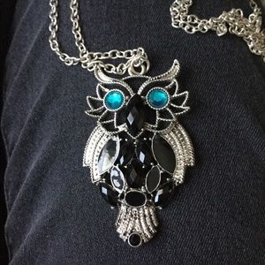 Silver & turquoise Owl Necklace