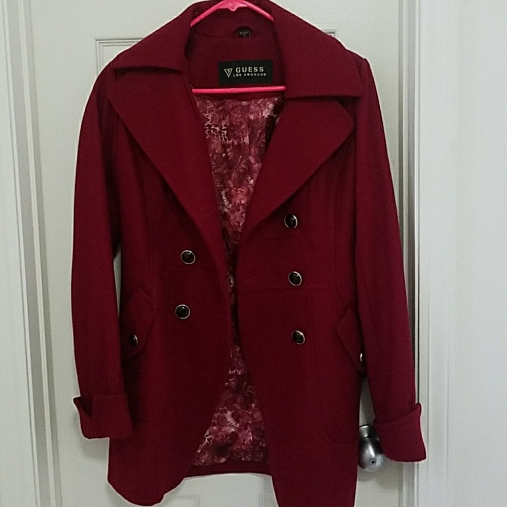 Guess fitted red peacoat