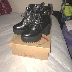 Combat heel boots