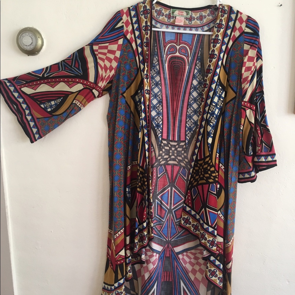 Abstract Multicolored Pattern Cardigan Geometric - image 1