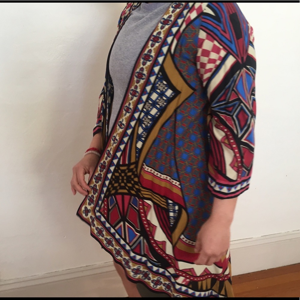 Abstract Multicolored Pattern Cardigan Geometric - image 3