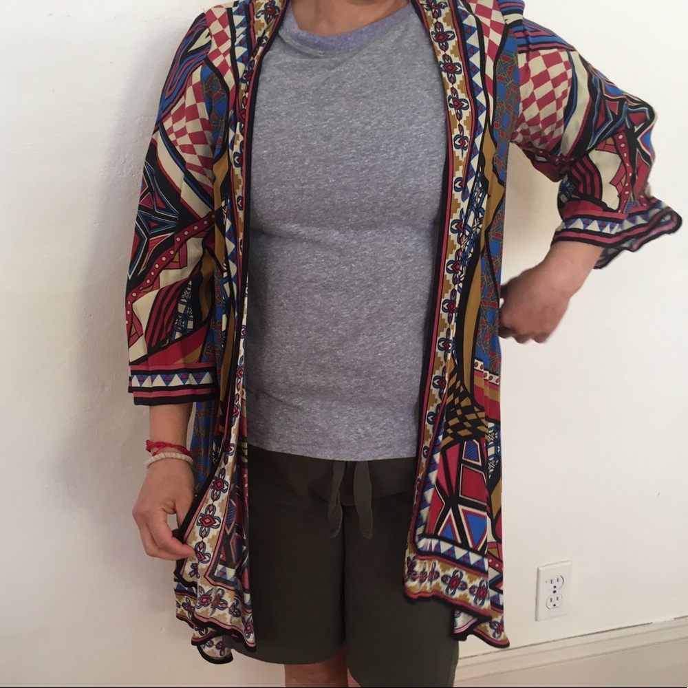 Abstract Multicolored Pattern Cardigan Geometric - image 4