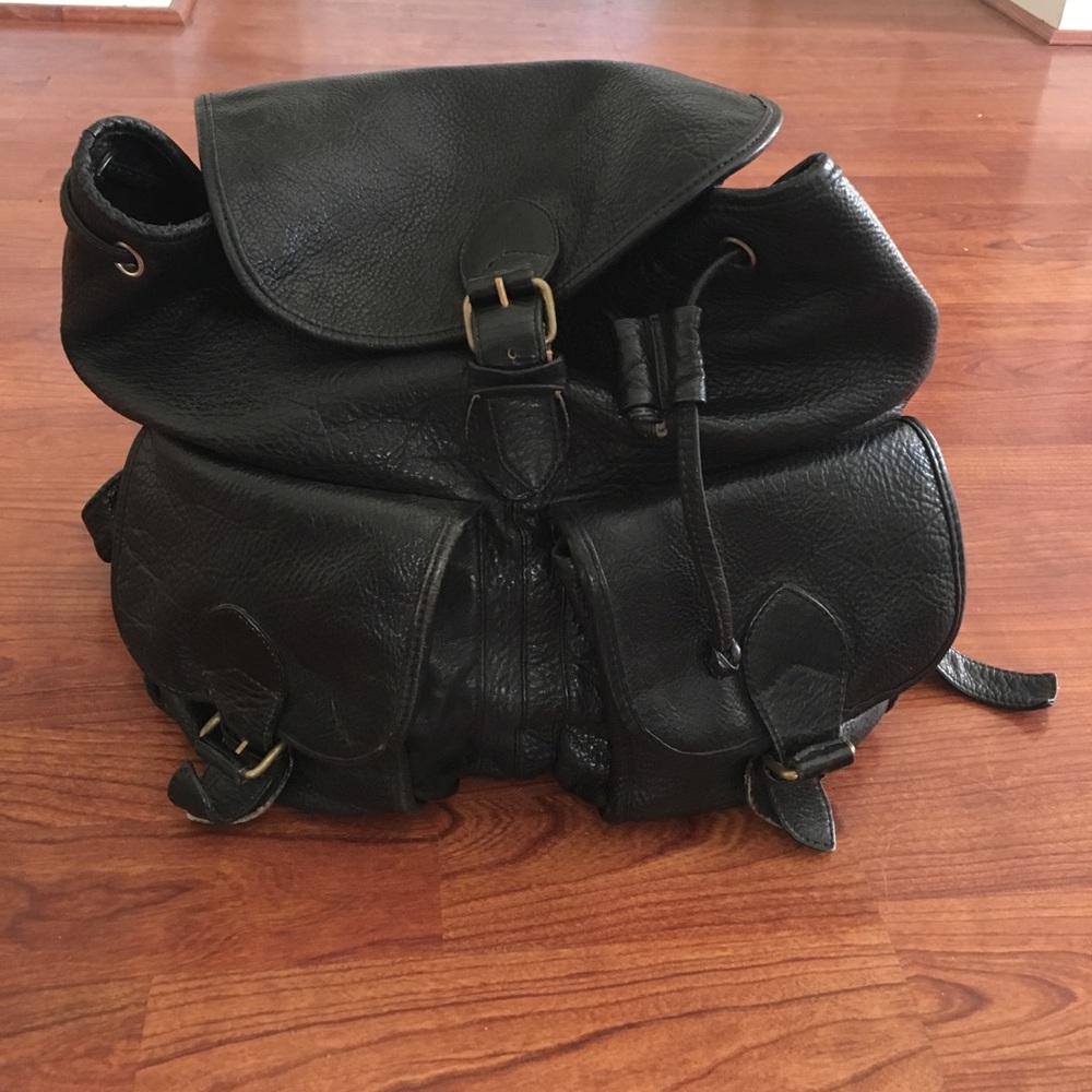 Quality, vintage, black Delfino leather backpack