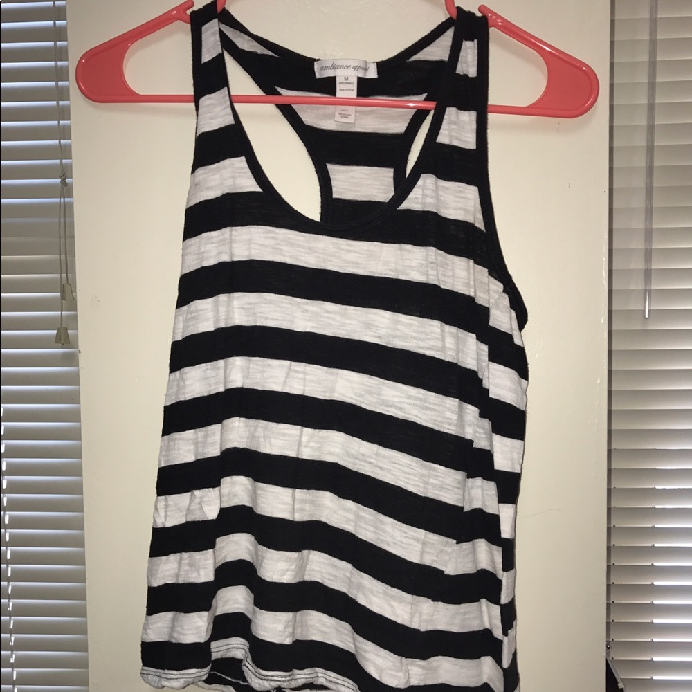 Black and white striped tank