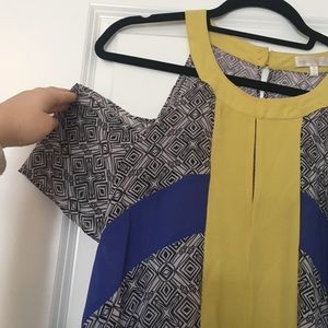 Gorgeous geometric cold shoulder blouse!