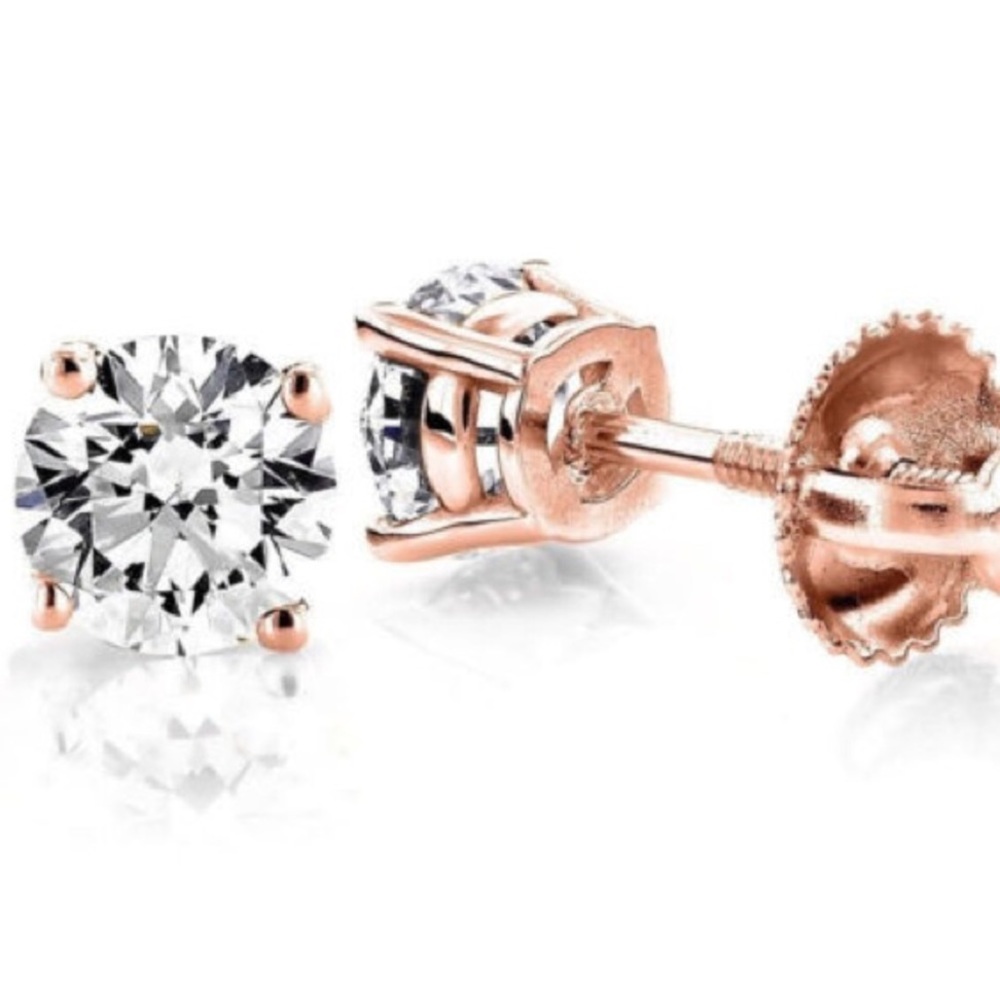 ππ 2.0Ct Simulated Diamond 14K Rose Screw Stud - Picture 1 of 5