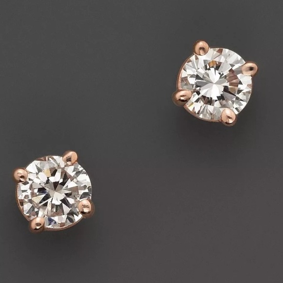 ๐๐ 2.0Ct Simulated Diamond 14K Rose Screw Stud - Picture 2 of 5