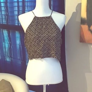 Open back halter top crop top