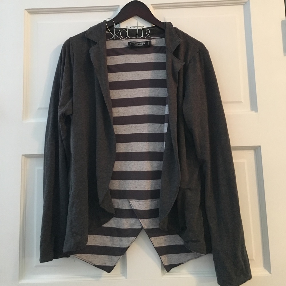 Grey Blazer Cardigan