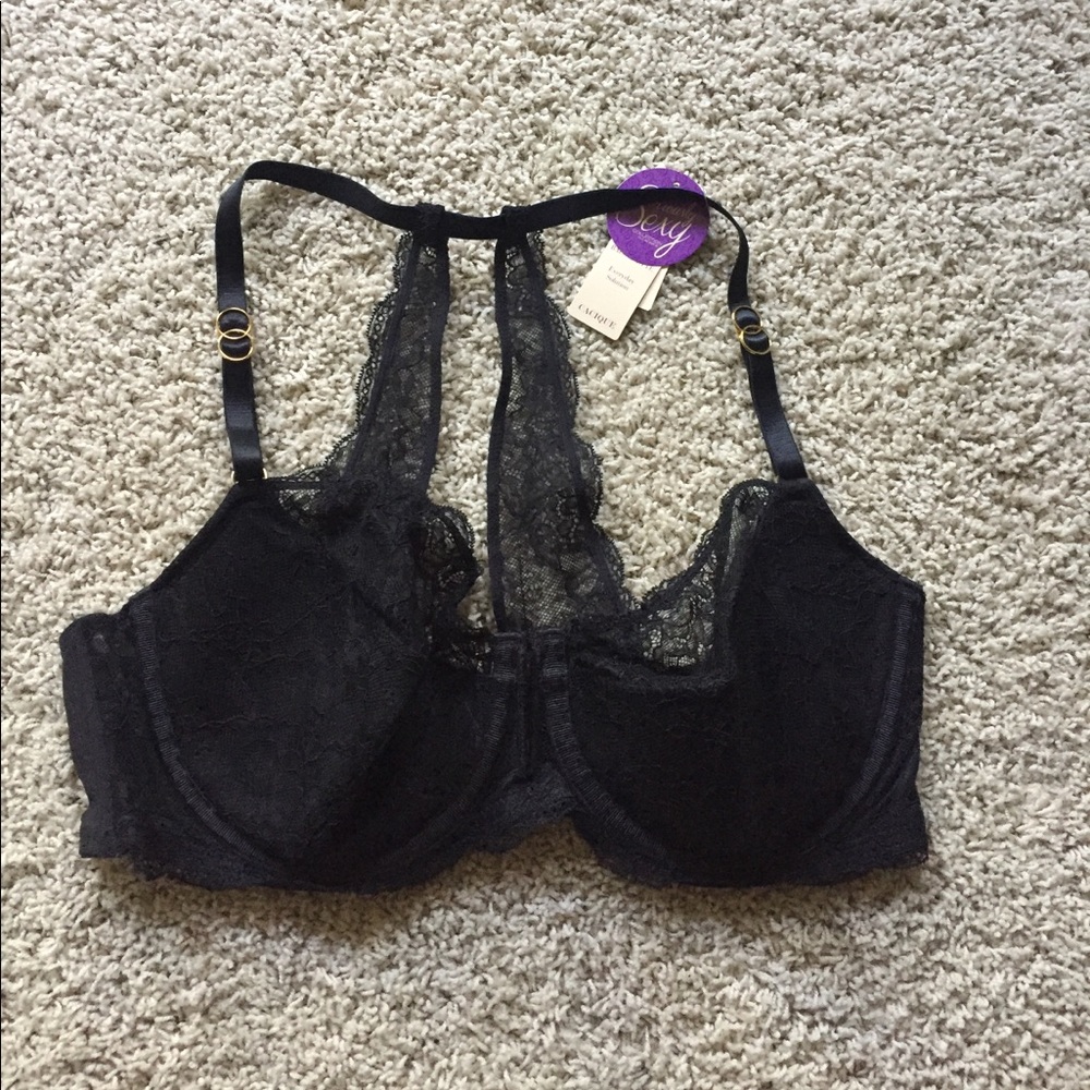NWT black lace Cacique bra