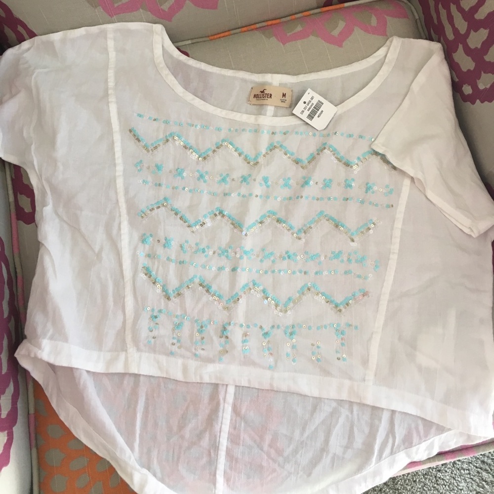 NWT White Hollister cropped top