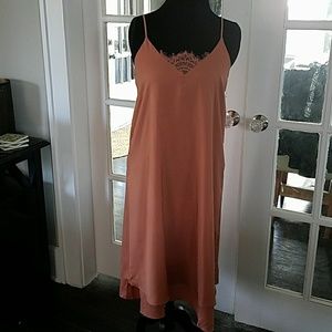 Dusty rose lace slip dress