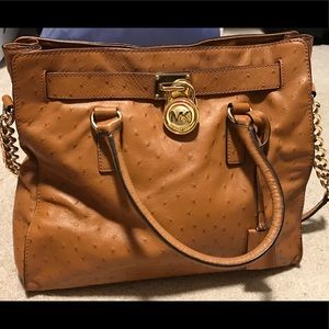 Large Michael Kors Hamilton Ostrich Leather Bag