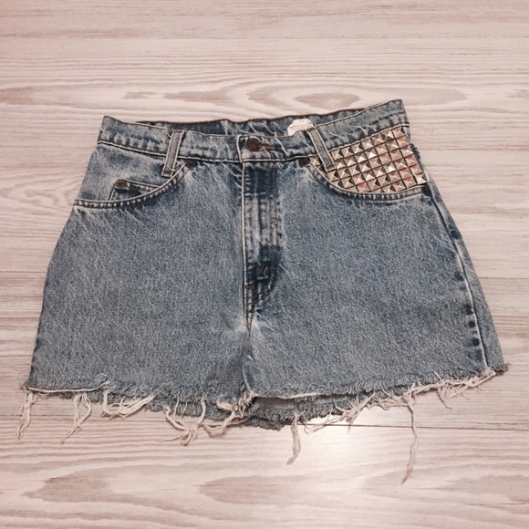 LEVI'S Denim Studded Shorts - Picture 1 of 7