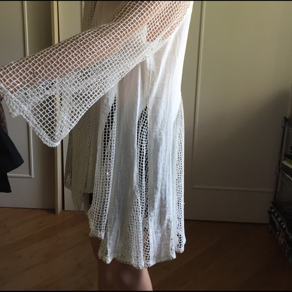 WHITE LINEN JACKET WITH NETTING/IRIDESCENT SEQUIN - Picture 3 of 8
