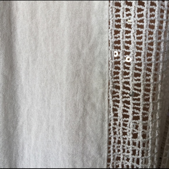 WHITE LINEN JACKET WITH NETTING/IRIDESCENT SEQUIN - Picture 6 of 8