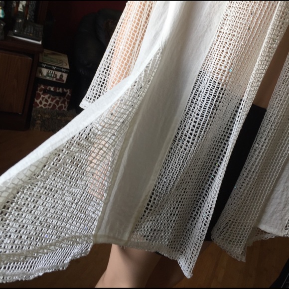 WHITE LINEN JACKET WITH NETTING/IRIDESCENT SEQUIN - Picture 7 of 8