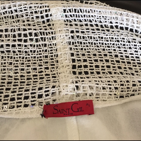 WHITE LINEN JACKET WITH NETTING/IRIDESCENT SEQUIN - Picture 8 of 8