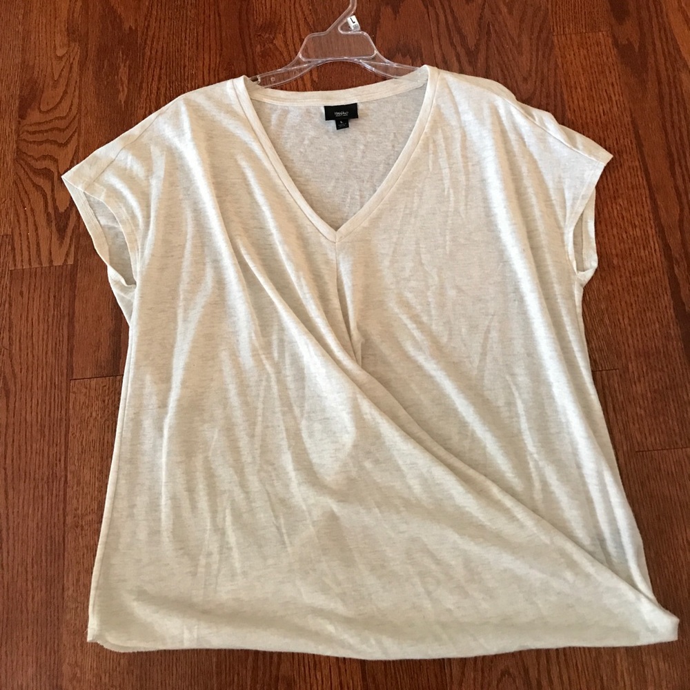 V neck oatmeal color shirt