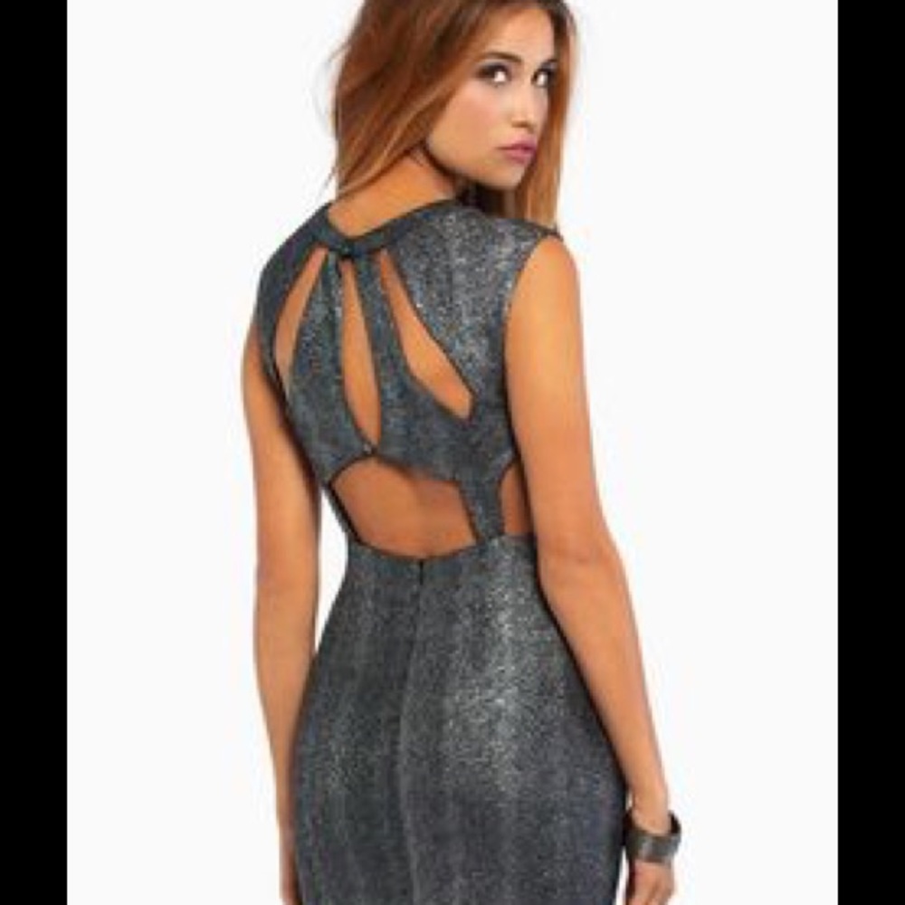 Metallic silver/gun metal gray with cutout back