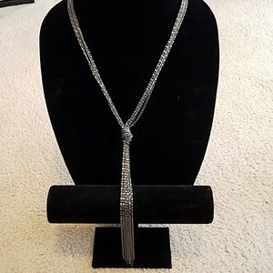 Graphite colored necklace and earring set.