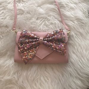 Pink Glitter Bow Betsey Johnson Crossbody