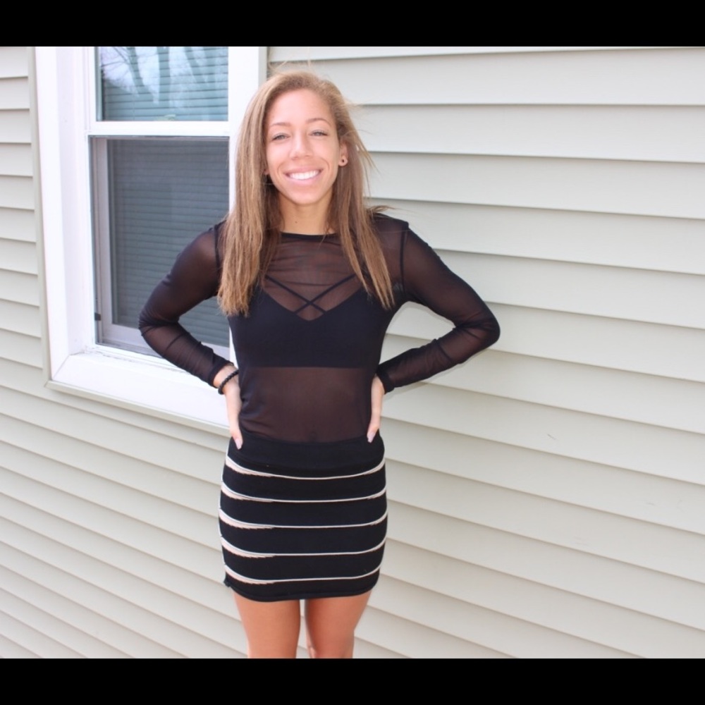 Sheer jersey knit black top
