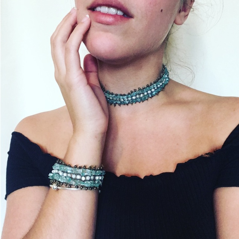 Gorgeous freshwater pearl choker and bracelet set!