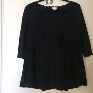Black quarter sleeve Anthropologie top