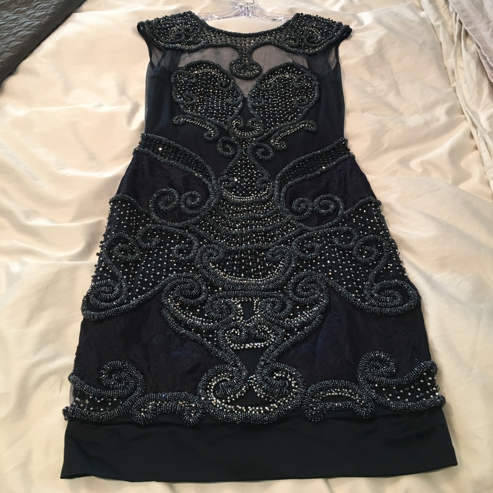 Navy beaded mini dress