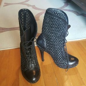 Catherine Malandrino leather woven boots