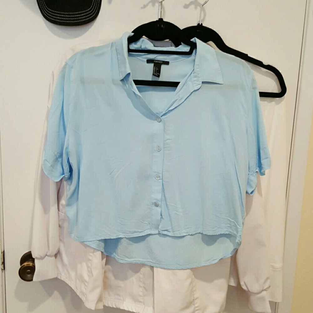 DONATED Light Blue Loose Buttoned Blouse