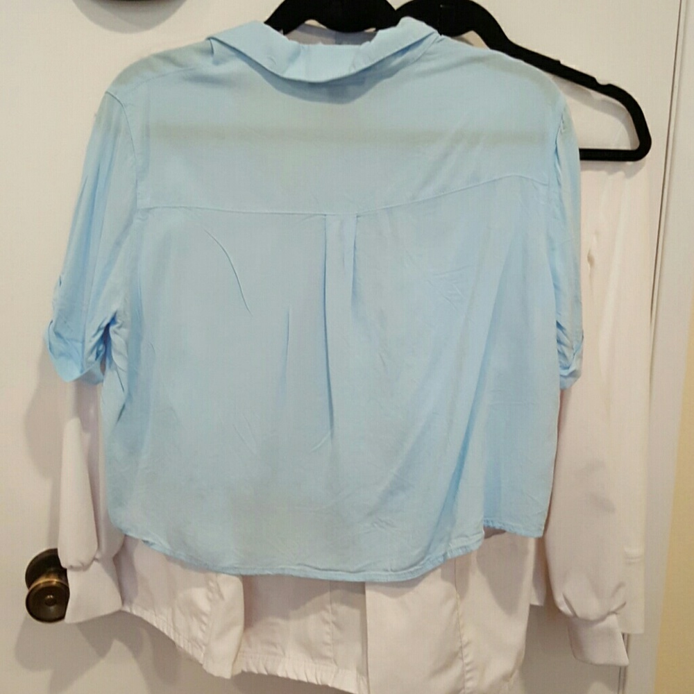 DONATED Light Blue Loose Buttoned Blouse - Picture 3 of 3