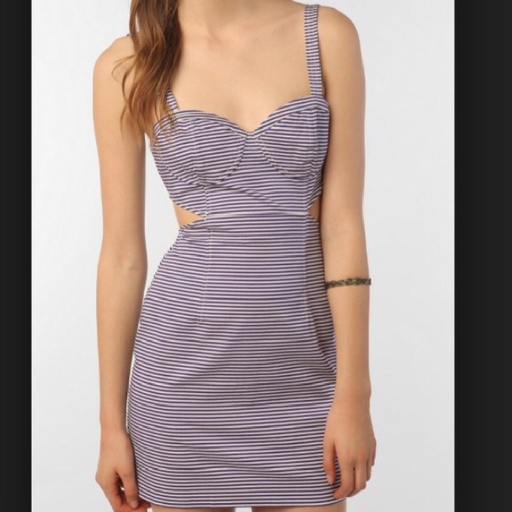 Kimchi Blue navy stripes cutout mini dress