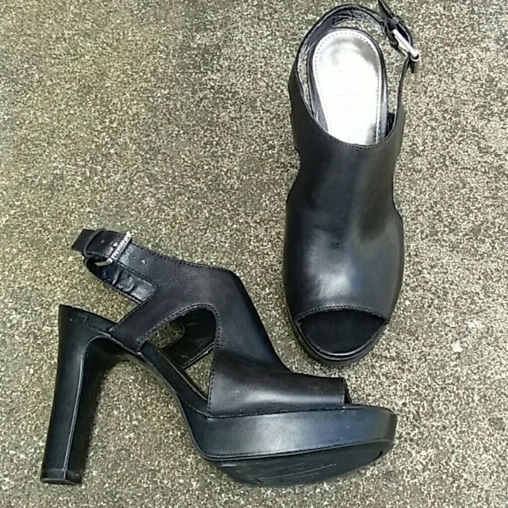 Ralph Lauren black soft leather sling back sandals
