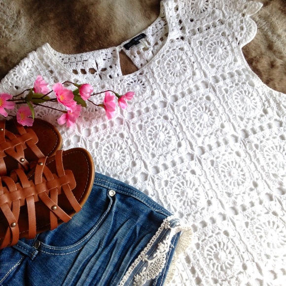 Open Crochet Front Festival Top - Picture 1 of 5