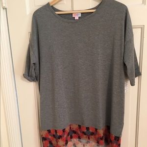 LuLaRoe Irma. Gray with pattern bottom. Size S.