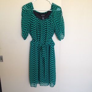 Green & Black Chevron Dress
