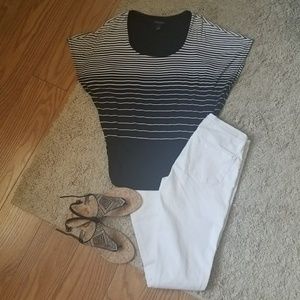 White House Black Market Striped Dolman Top